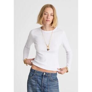 Madewell | NWT 90s Long Sleeve Tee White Compact Cotton Fitted | Sz M